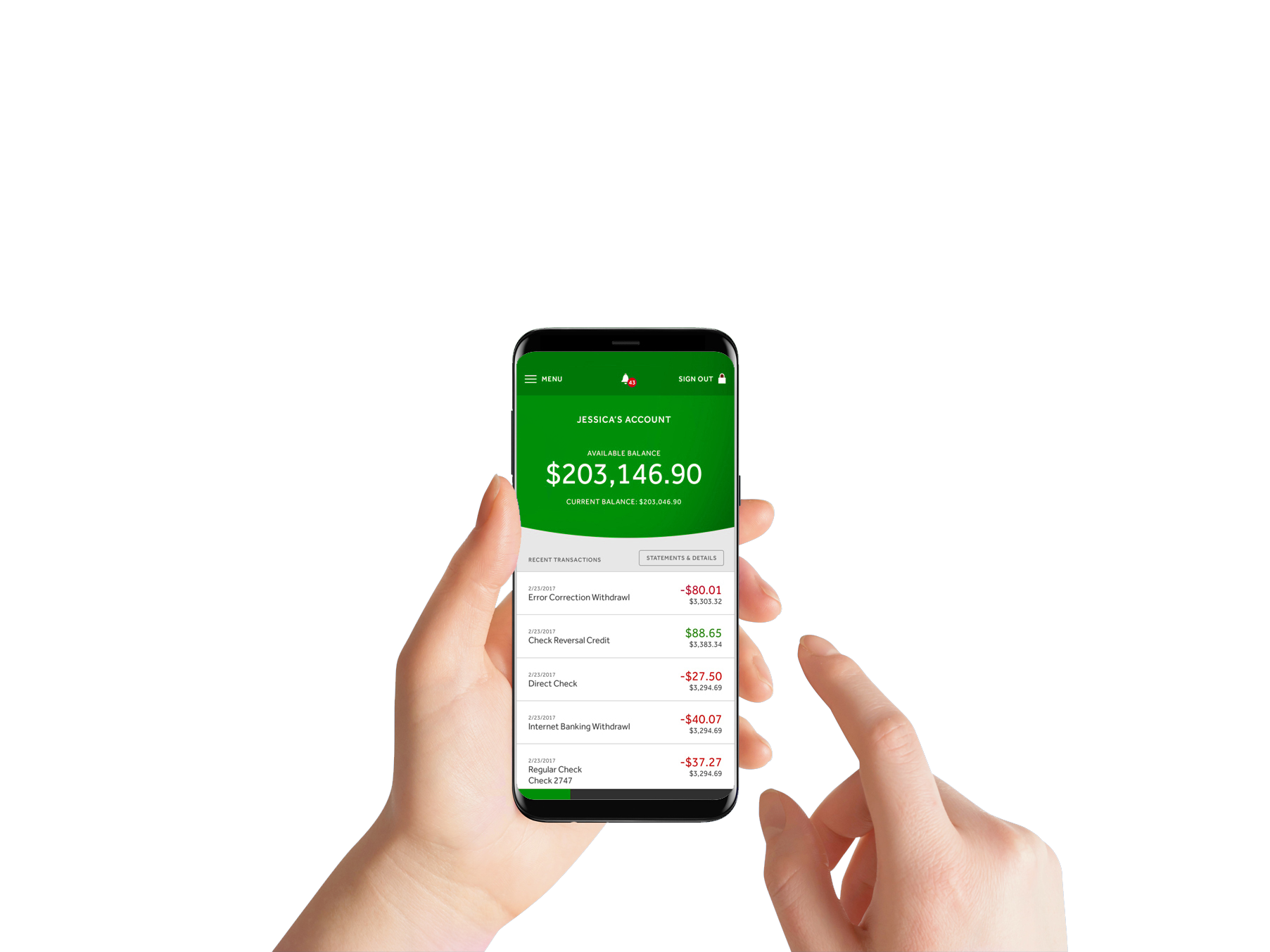 eBanking Mobile App on phone